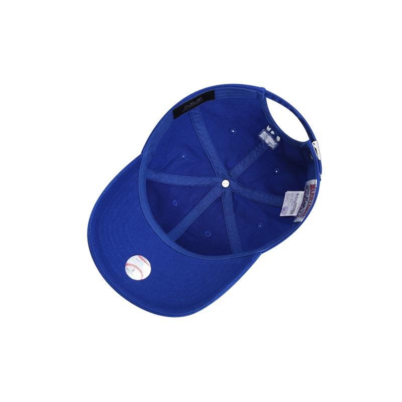 MLB Solid Color Large Label Basic Cotton Baseball Cap for Men and Women Blue F Unpackaged