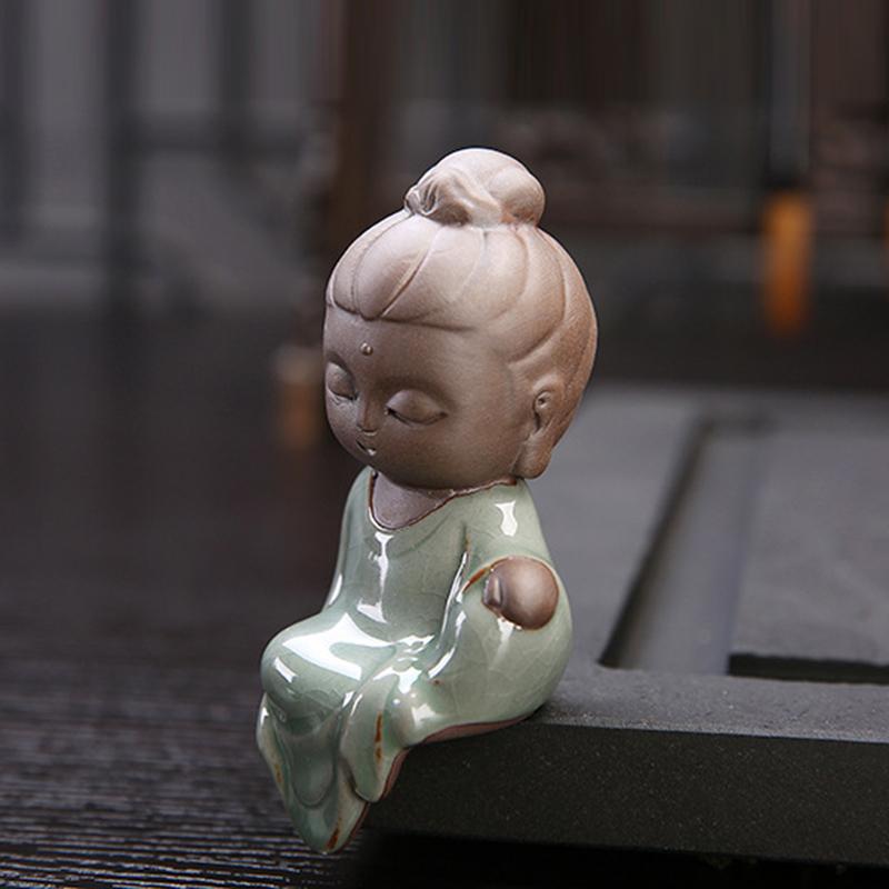 Cute Guanyin Tea Pets Ceramics Buddha Little Monk Boutique Geyao Small Home Decor Ornaments Kung Fu Tea Play Accessories