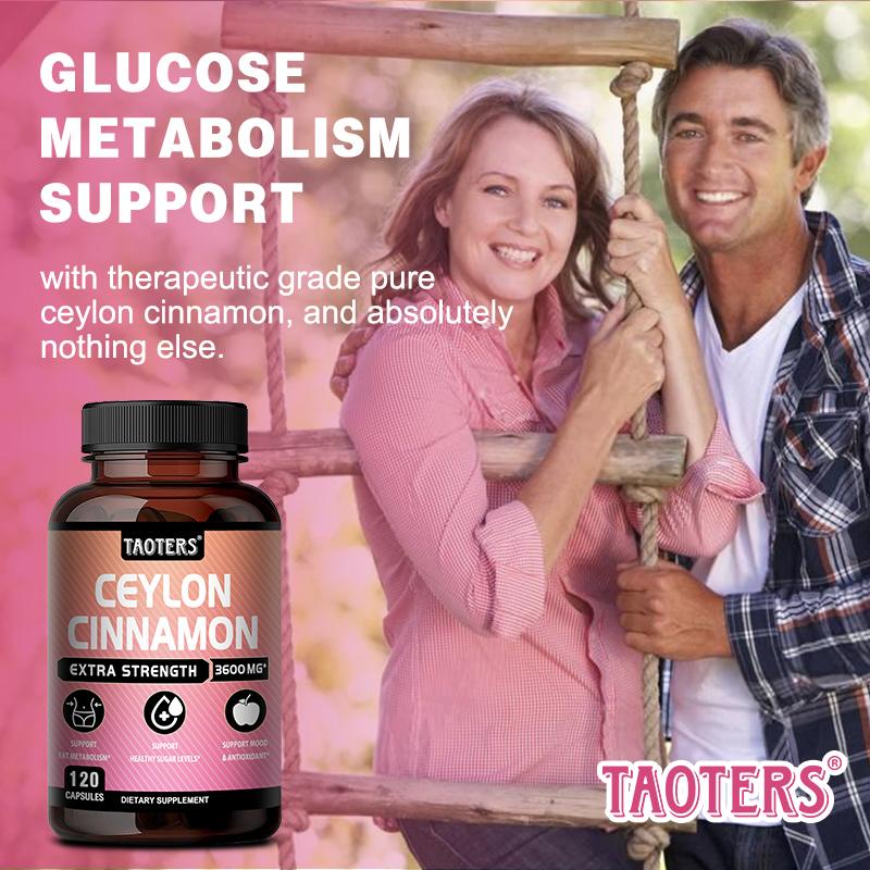 Taoters Ceylon Cinnamon Turmeric Complex Capsules Support Blood Glucose and Metabolic Health 120 Capsules