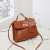 Versatile Trend Crocodile Pattern Shoulder Crossbody Small Square Bag Fringed Lock Women's Bag