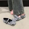 [Ushilai] French Elegant Bow Flat Shoes Women's 2025 Spring New Shallow Mouth Word Mary Jane Shoes