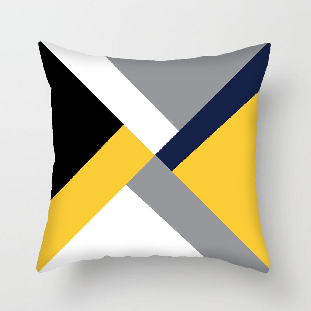Modern Simple Yellow And Black Color Pillow Cover Geometric Abstract Pillow Cover Short Plush Car Pillow Cover