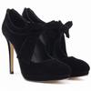 LOSLANDIFEN Nestest Fashion Women High Heels Shoes 11CM Platform Pumps Candy Color Bow Nightclub Flock Wedding  Plus Size