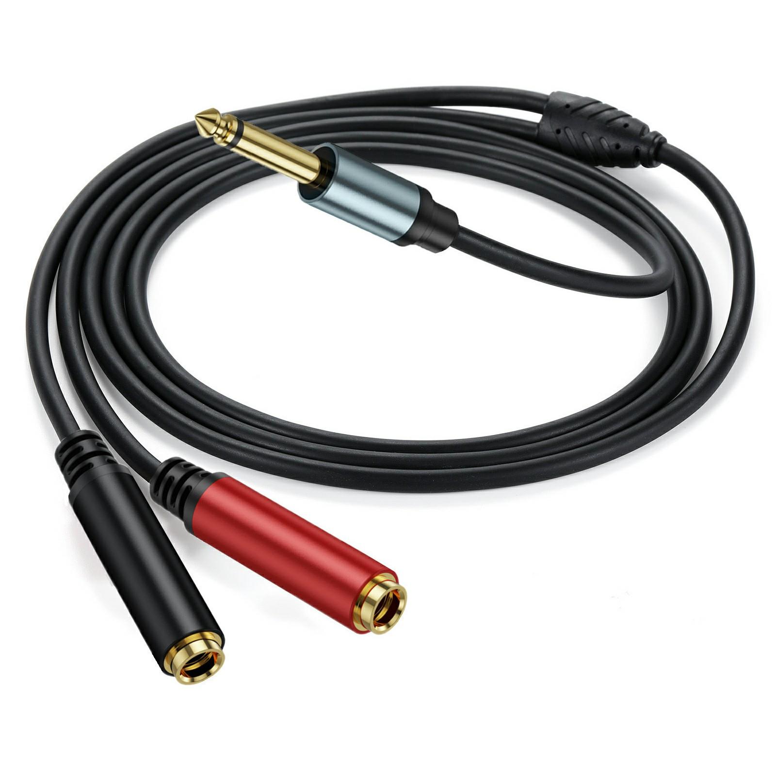 

3m 1/4 Inch TS Mono Splitter Y Cable 6.35mm Mono Male Plug to Dual 1/4 Inch 6.35mm Female Jack Wire As Shown A