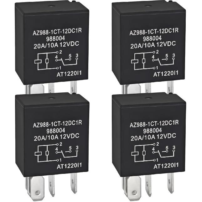 (Pack of 4) Fuel Pump Relay Replace Part for 4671168E 72472M - 12VDC, 20/10A, 5 Pins SPDT Automotive Relay AZ988-1CT-12DC1R