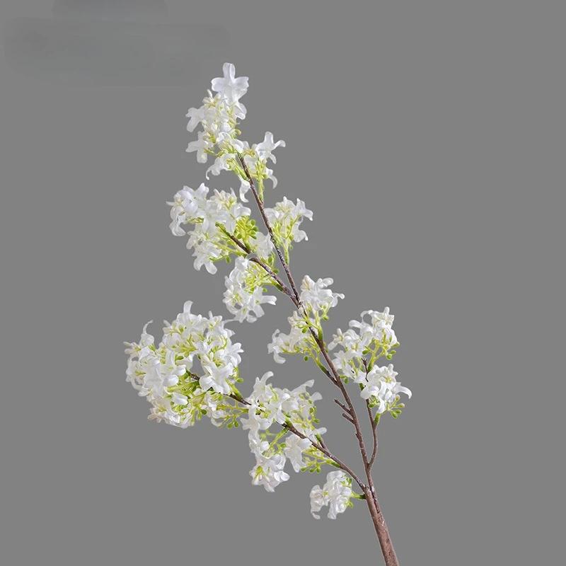 Simulation Lilac Branches Silk Fake Flowers Wedding Decor Murraya Paniculata Green Plant Simulation Pink Flower Hall Decoration