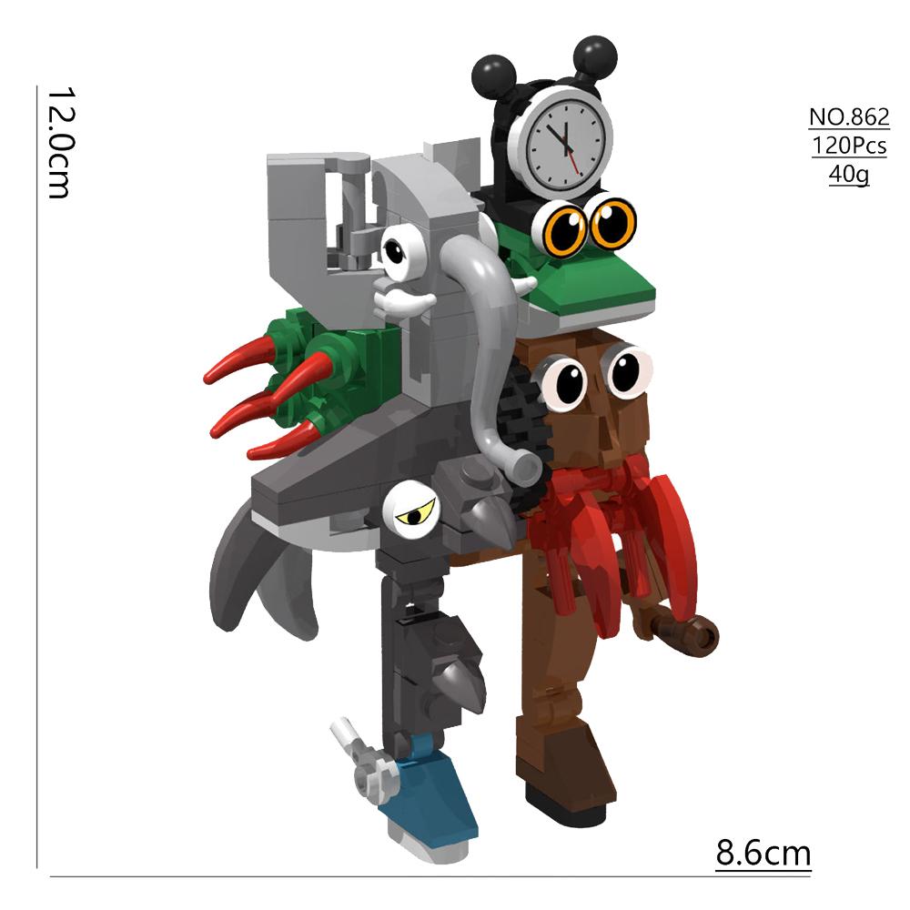 Italian Brainrot Animal MOC Building Block Tung Tung Tung Sahur Wheel Frog Elephant Tree Monster Monkey Toy Desk Decoration Q064