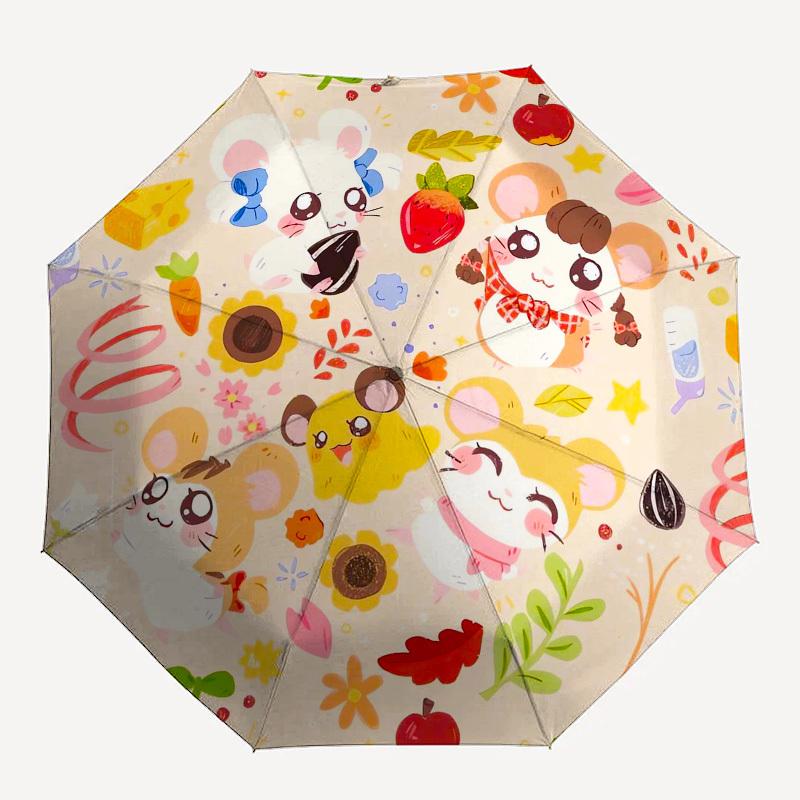 1pc Hamster Friends Adventure Umbrella with Plastic Handle,Suitable for All Seasons Home Travel Outdoor UmbrellaFP066