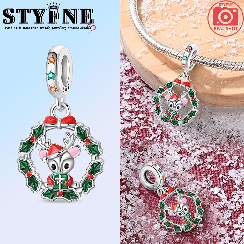 Copper Snowflake Christmas Tree Bell Elk Charms Beads Brand Bracelet Exquisite Diy Jewelry Making Women'S Gift