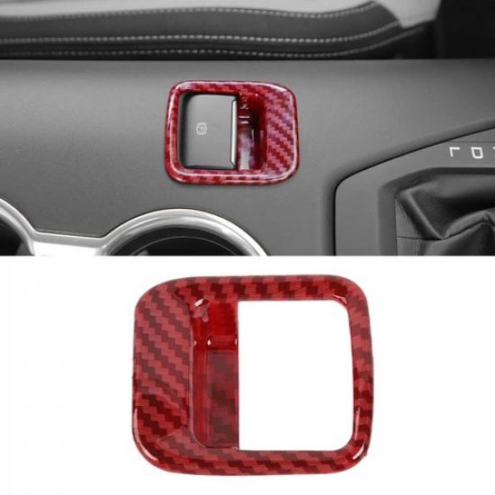 Red Carbon Fiber Electronic Handbrake Cover for Ford Mustang 2024-25 Accessories