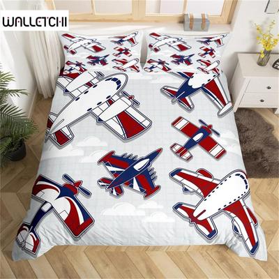 Funda Nórdica de Avión de Dibujos Animados Juego de Cama de Avión Microfibra Linda Nube Funda de Edredón Twin King para Niños Niños Niña Regalo Habitación