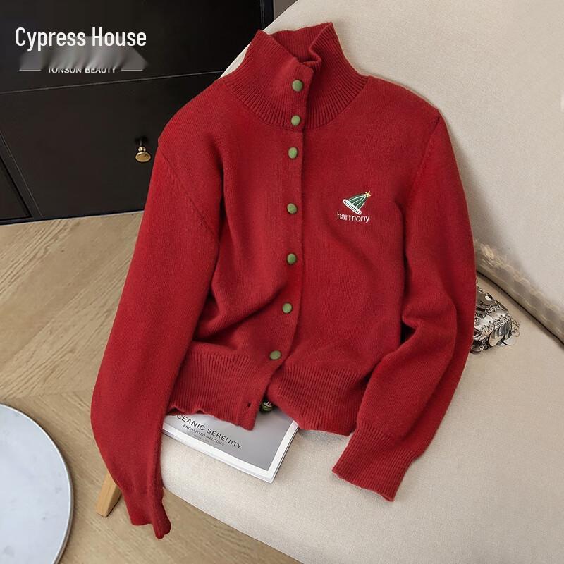 

Women s High Neck Embroidered Long Sleeve Sweater L