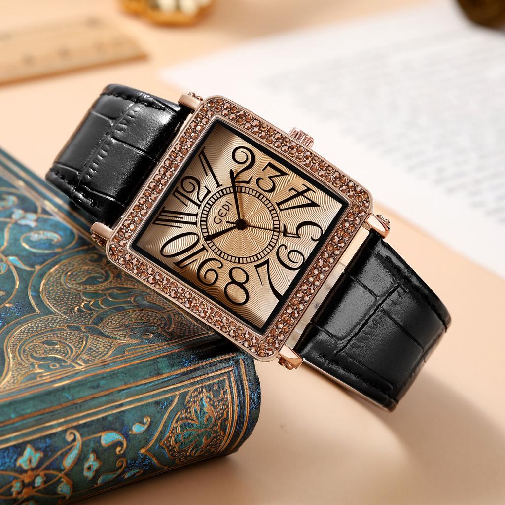 Retro Square Women'S Watch Light Luxury Diamond Belt Quartz Watch Women'S Premium Belt Watch