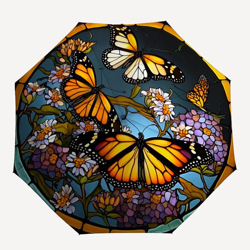 

1pc Butterfly Stained Glass Folding Umbrella | Elegant Design, Fashionable Accessory, Durable Construction, Sturdy Ribs yy251107142