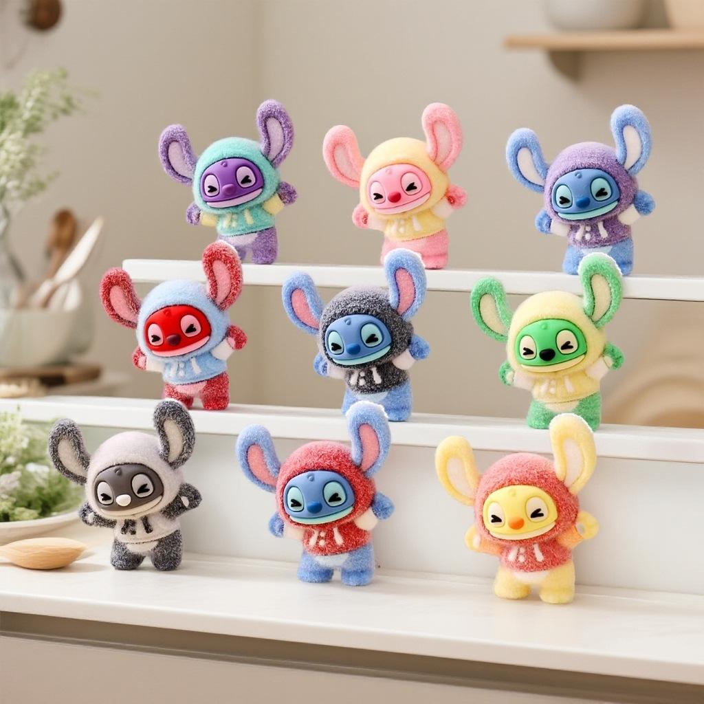 9Pcs/Set Pajamas Stitch Figure Toy Cartoon Figurine Desktop Decoration Model Ornaments Toys For Girls Boys Gift