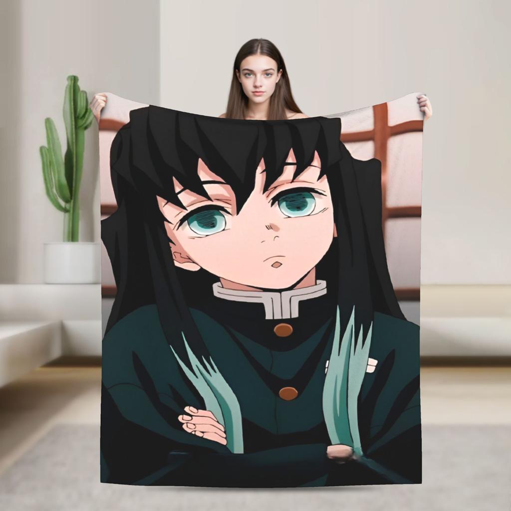 Flame Hashira Kyojuro Rengoku Blanket Anime Demon Slayer Fleece Awesome Breathable Throw Blanket for Coverlet Spring/Autumn