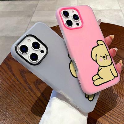Patterned Matte Frosted Skin Feel Casing PC+TPU 2in1 Tired Dog Printed Protective Cover Soft Back Case