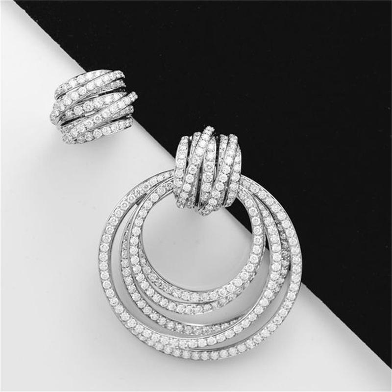 Retro Fashion High-grade Crystal Rose Earrings Women Zircon Ear Studs Wedding Jewelry Gifts