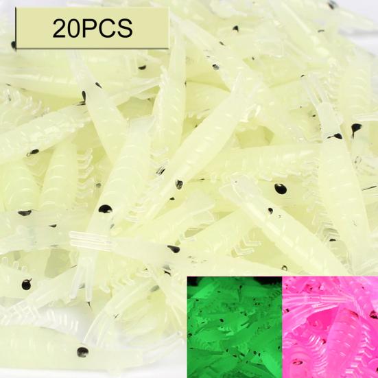 20Pcs 4cm Luminous Silicone Artificial Shrimp Fishing Lure Soft Bait Tackle Tool