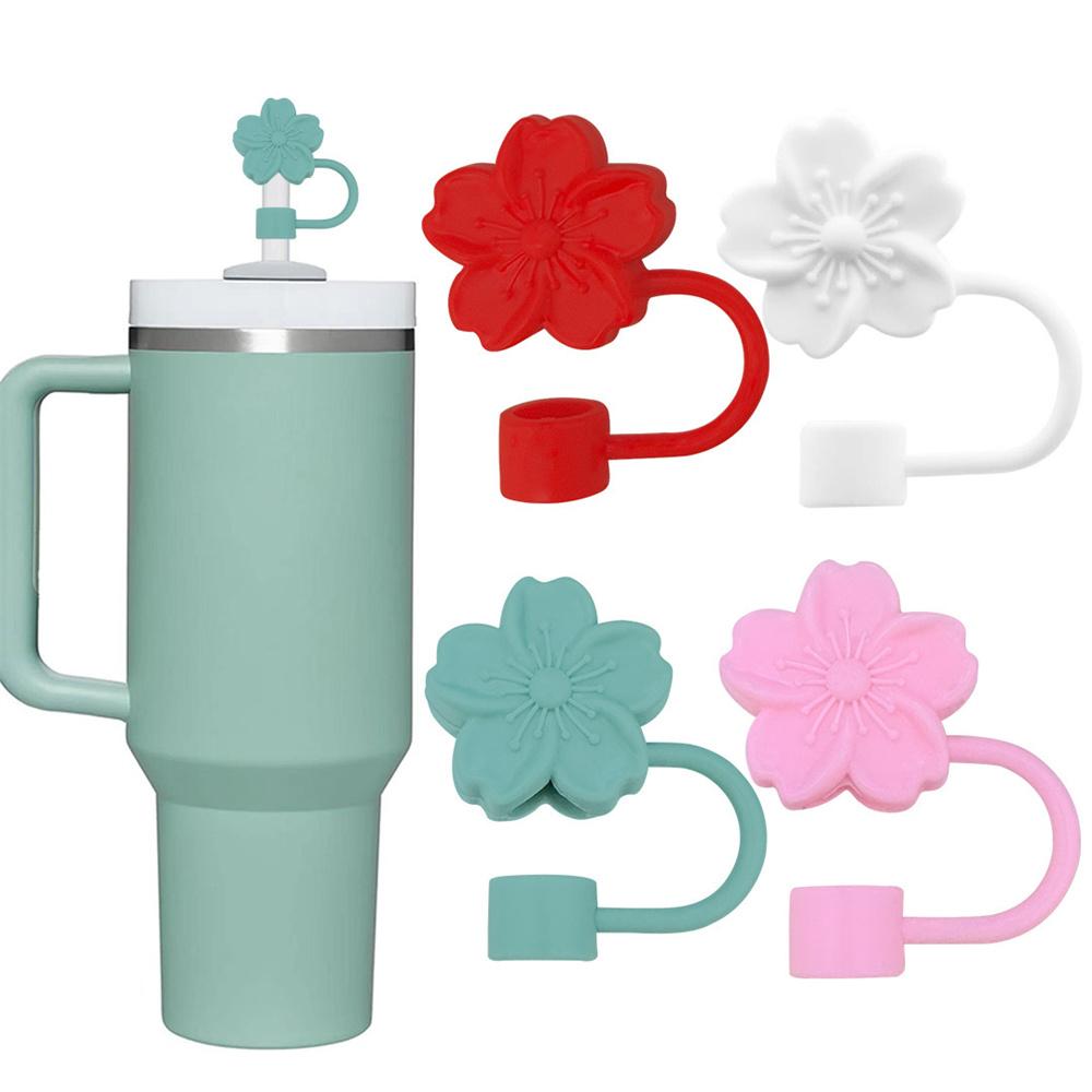 Flower Shape Straw Cover Caps Soft Silicone Straw Tips Lids Reusable Dust-Proof Straw Topper for Stanley Cup Party Decor