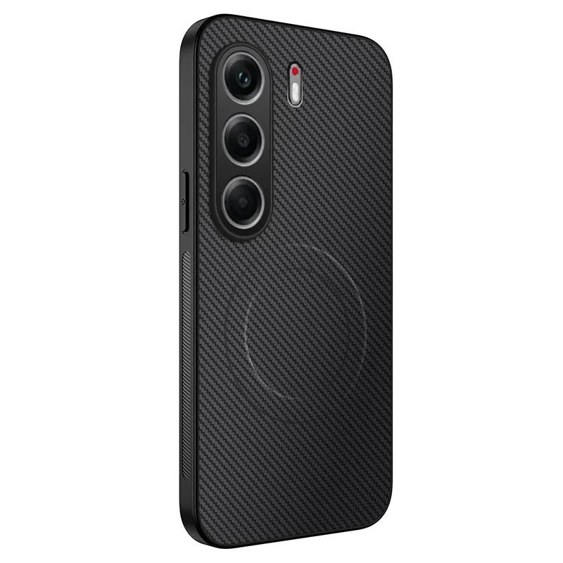 Carbon Fiber Texture Phone Case For Tecno Camon 40 Pro Premier 4G 5G Magnetic Wireless Charging Silicone Soft Back Cover Cases