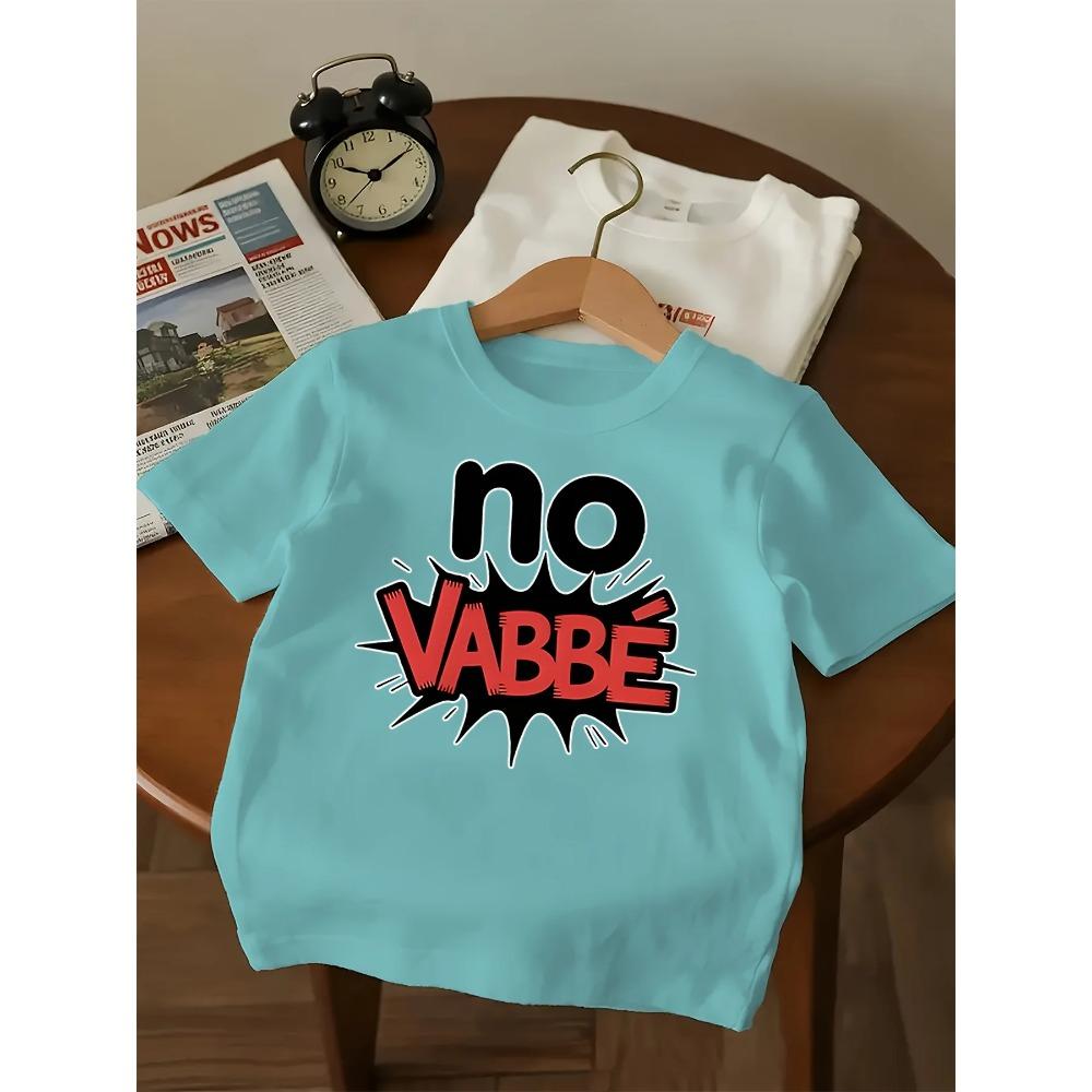 NO VABBE Kids' T-shirt Fun Cat Print Casual Sitting Short Sleeve Parent-Child Matching Clothes for Children