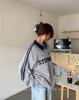 American Retro Color Block Polo Sweatshirt - Casual Loose Fit
