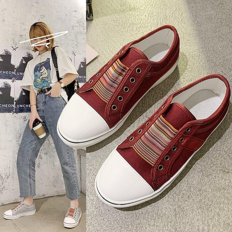 

Large size women s shoes wish2025 new round head elastic canvas shoes women s flat casual shoes size 43 43 бордовый