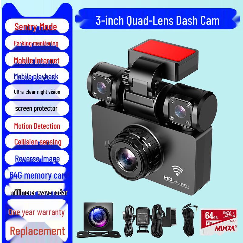 2025 Wireless 360° Dash Cam with Sentinel Mode & 24-Hour Parking Monitoring