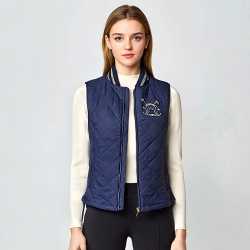 Women s Gold Embroidered Cotton Equestrian Vest HW85067 Extra Small тёмно-синий