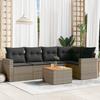 Vidaxl 6-Cz. Garden Furniture Set With Cushions, Grey, Poly Rattan