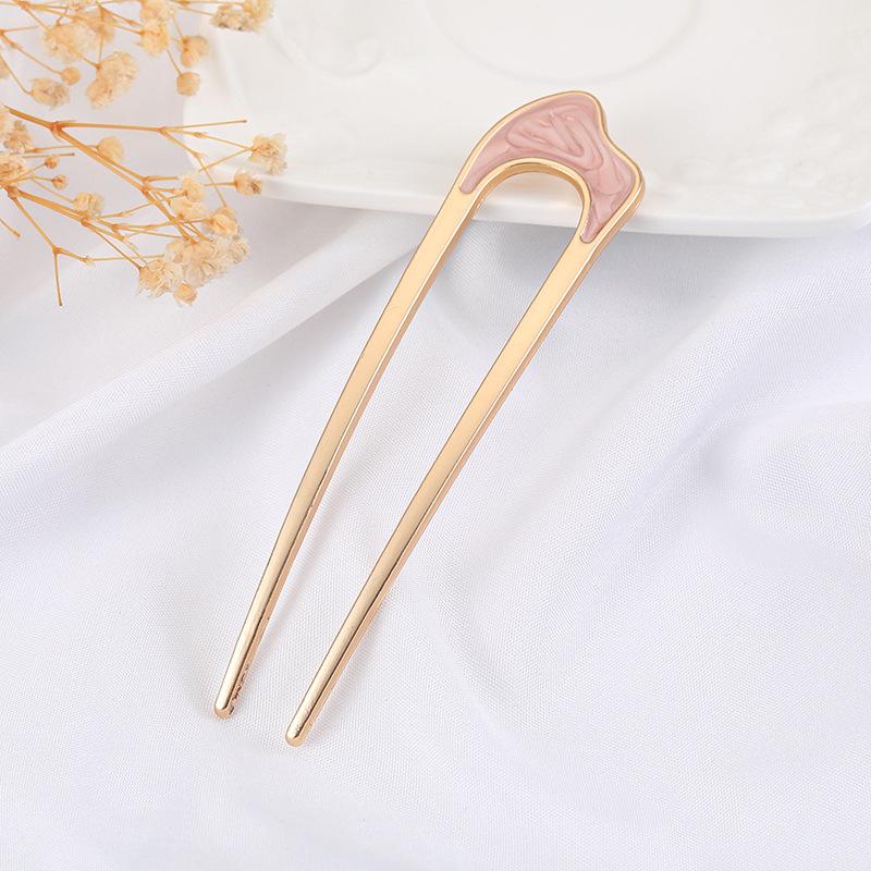 Fashion Hair Accessories Metal U Shape Hair Stick For Women Silver Gold Color Elegant Shell Enamel Hairpin Female Headwear Gifts