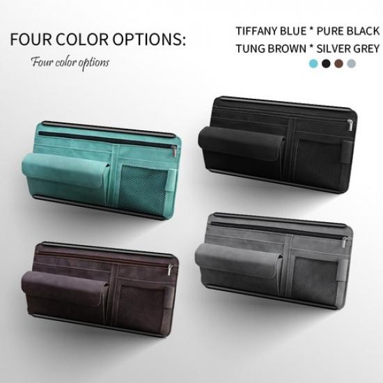 Car Sunshade Visor Organizer Storage Clip Pocket Pouch Bank Card Glasses Holder