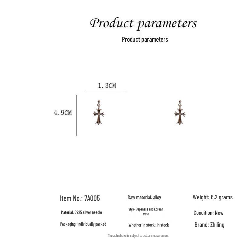 Silver Needle Cool Style Cross Dangle Earrings for Women – Fashionable, Unique, and Trendy.