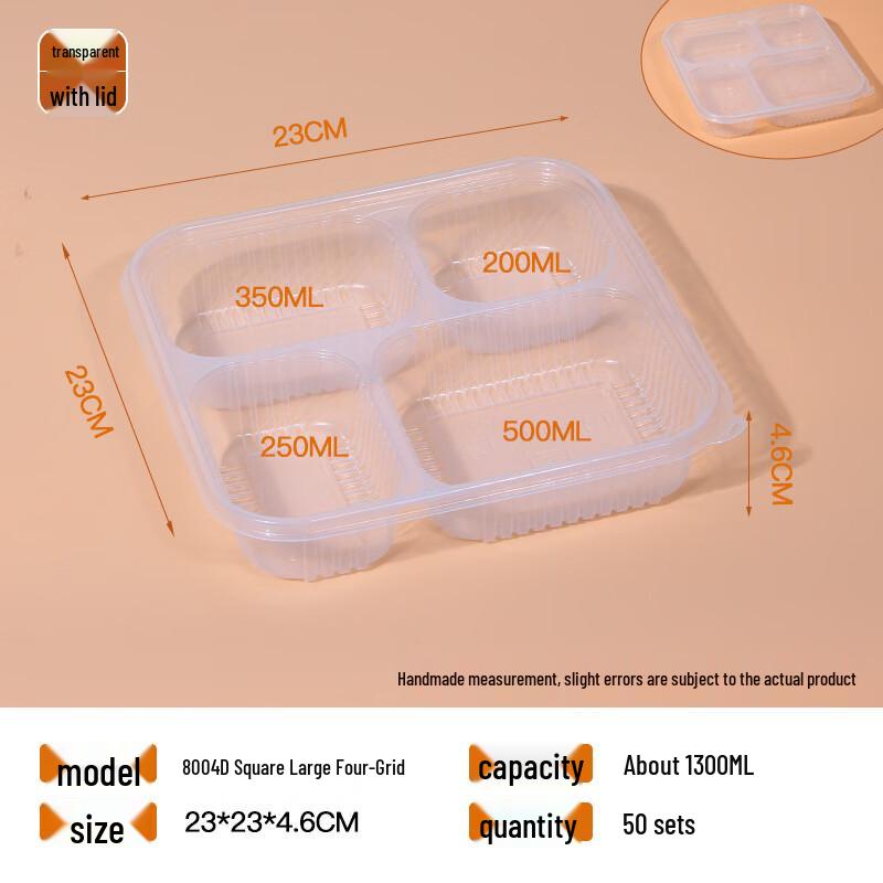 Disposable 4-Compartment Meal Prep Container