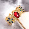 Süße Damen Ringe Goldfarbe mit rotem Zirkonstein Hochzeitsringe Versprechen Offen Verstellbar Verlobungsringe Für Damen