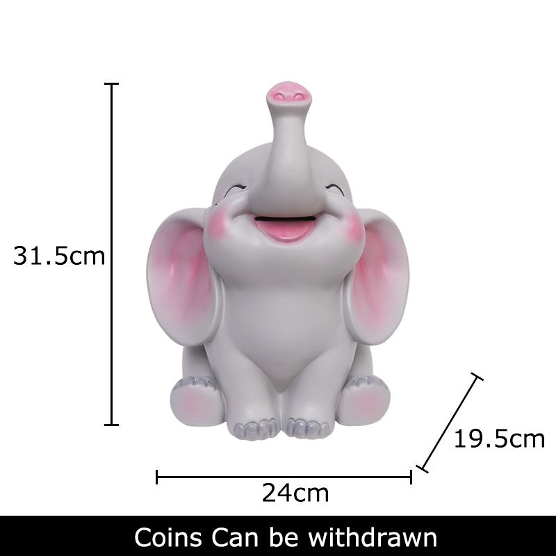 Cartoon Elephant Child Savings Jar Creative Piggy Bank Desk Decoration Ornaments Animal Resin Sculpture Room Aesthetic Decor