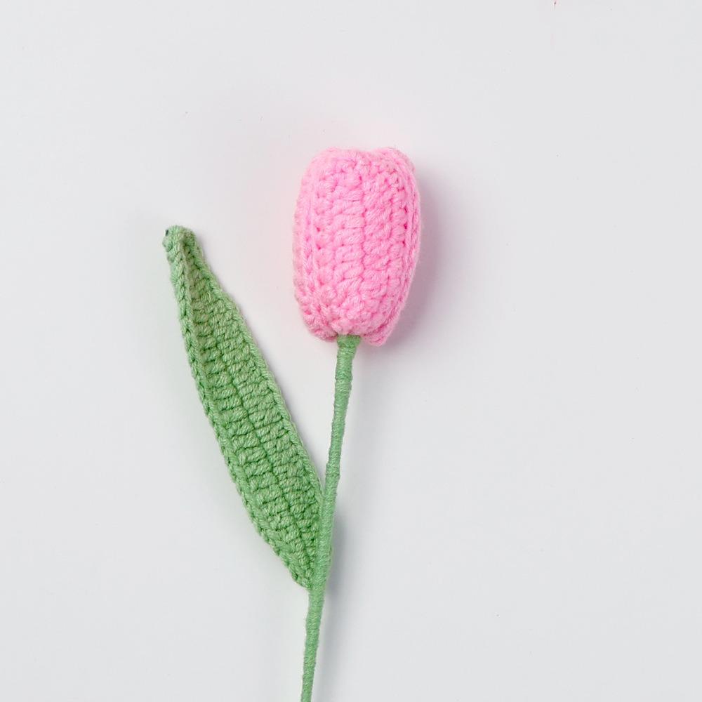 Creative Finished Knitted Tulips Flower Hand-woven Crochet Flowers Crochet Bouquet Finished Bouquet Knitted Flower