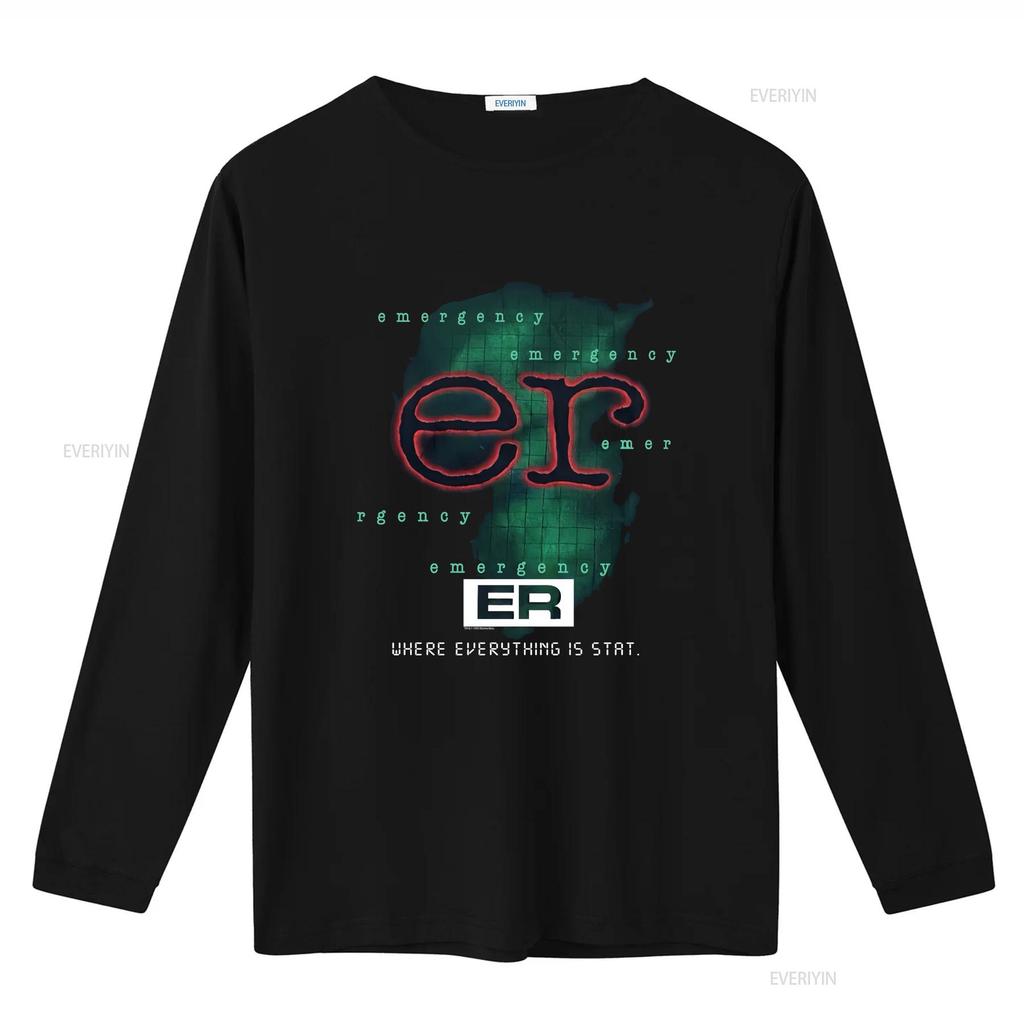 Tricou TV Show de Urgență ER Bumbac Negru Adult S XL UB vintage Spălat Confortabil Versatil streetwear modă grafic