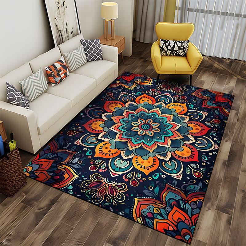 Colorful Mandala Pattern Carpet suitable as a non-slip mat for the living room or bedroom sofa