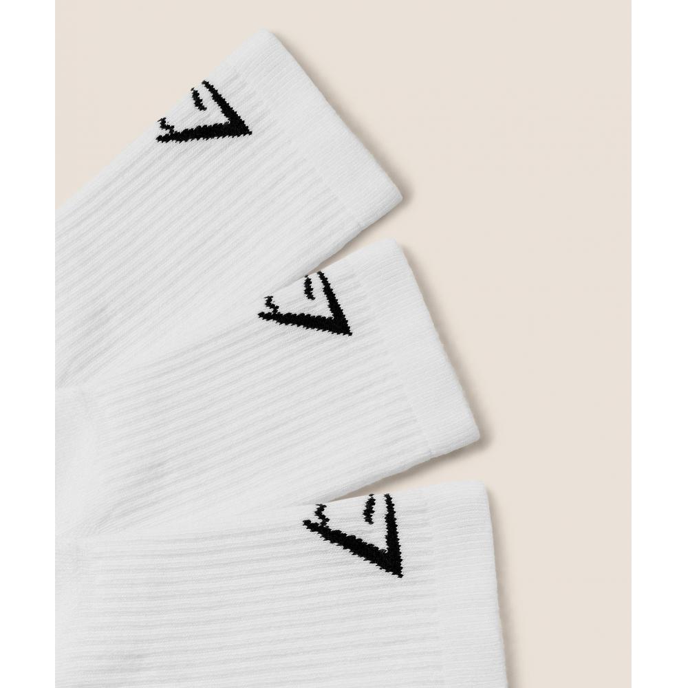 Gymshark Performance Crew Socks 3pk Gs White I2c5b Wb57