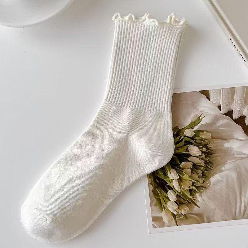 

«Женские хлопковые носки средней длины в японском стиле — симпатичные, дышащие, средней толщины, на весну и осень»