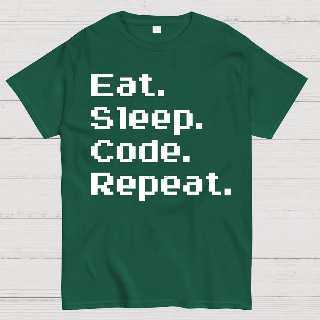 Eat Sleep Code Repeat Cotton Summer Casual Cool Loose T-Shirt