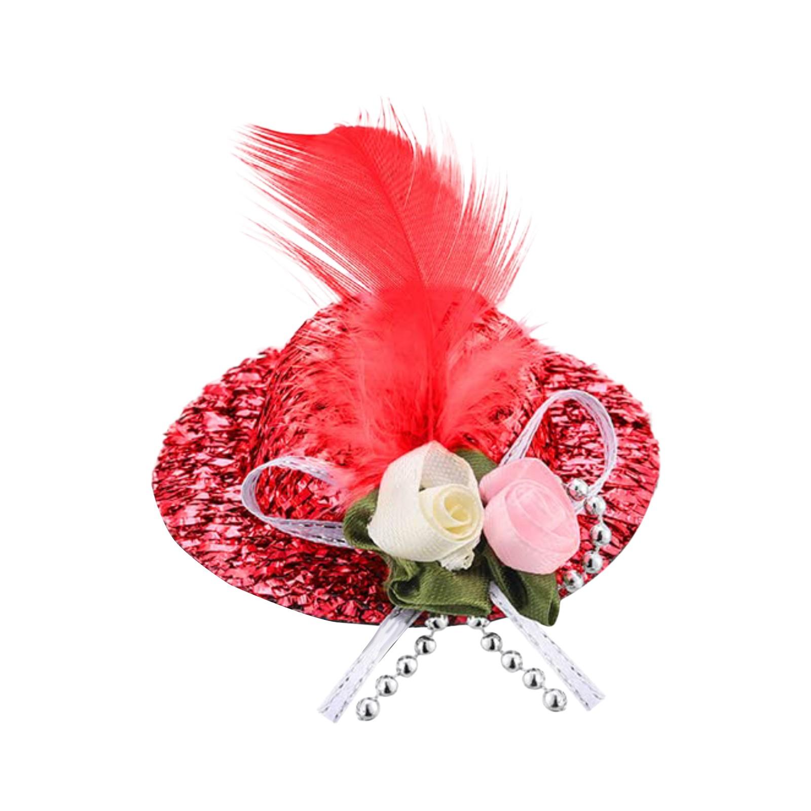 

Chicken Hats For Hen Small Funny Chicken Accessories Feather Top Hat One Size червоний