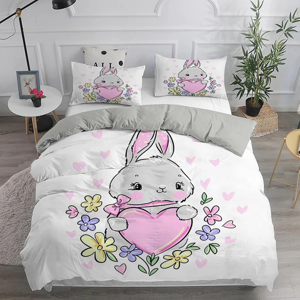 Comforter Cartoon Rabbit For Children Girl Boy Gift Bunny Polyester Cartoon Animals Theme For Bedroom Decorations