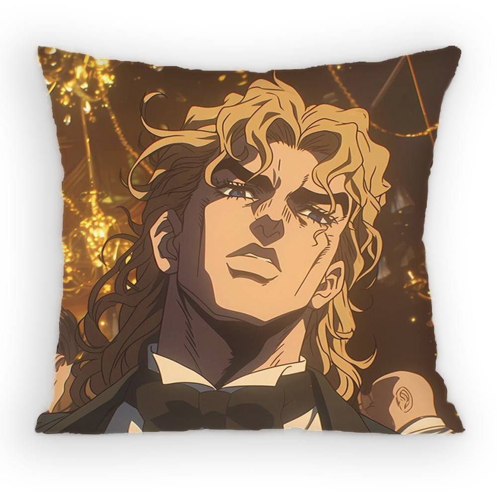 

Anime JoJo Dio Brando Pillow Case Antidustmite Pillowcase Invisible zipper silky short plush Sofa cushion cover 30x30 cm
