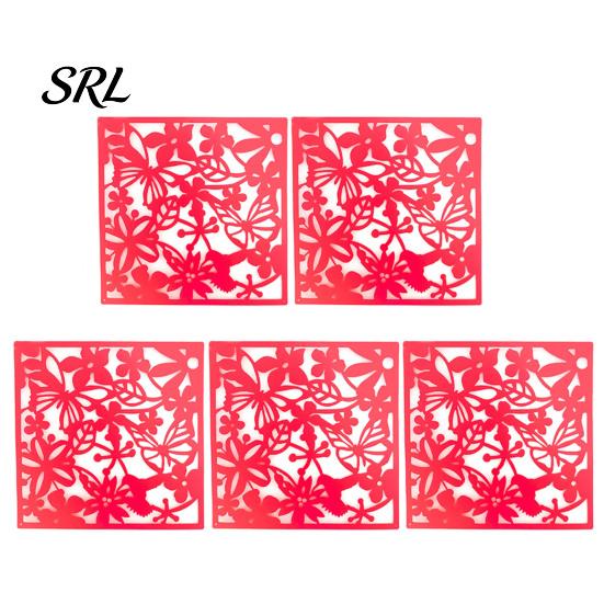 Hanging Partition Panel 5Pcs Room Divider Panel, Hollow Flower Butterfly Bird Wall Screen, Carved Screen Square Decorative for Home Living Office