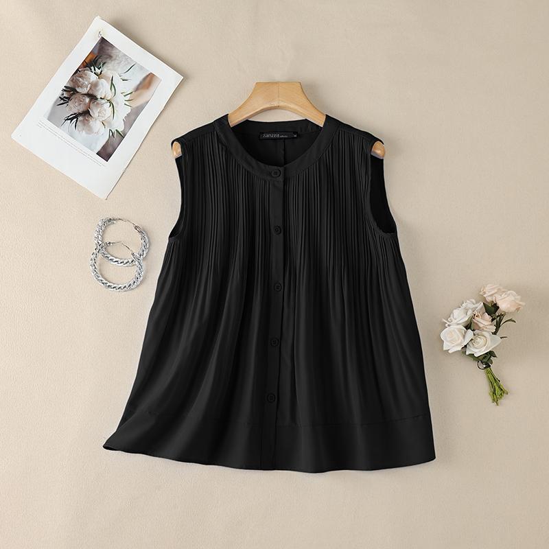 ZANZEA Women Casual Round Neck Loose Sleeveless Tank Tops