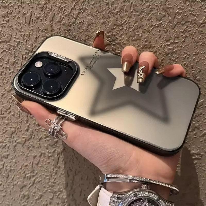Smudged Star Matte Laser Graphic Phone Case For iPhone 16 15 14 Pro Max Cases iPhone 11 12 13 XS X XR 7 8 Plus 15 Plating Cover