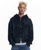 Easy No Easy Washed Star Waffle Zip-Up Hoodie - Black